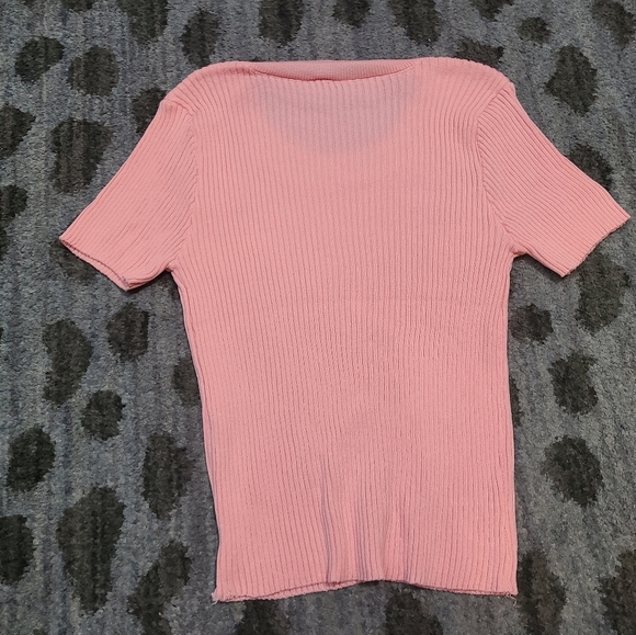 Light Pink Ribbed Tee sz S - Picture 4 of 6